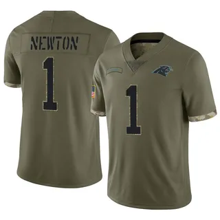 Cam Newton Carolina Panthers Youth Limited 2022 Salute To Service Nike Jersey - Olive
