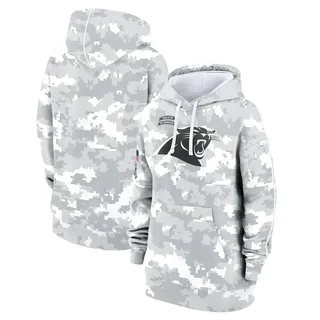 Carolina Panthers Women's 2024 Salute To Service Club Fleece Pullover Hoodie Arctic Camo