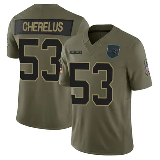 Claudin Cherelus Carolina Panthers Men's Limited 2025 Salute to Service Nike Jersey - Olive