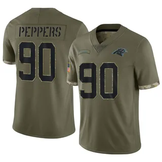Julius Peppers Carolina Panthers Youth Limited 2022 Salute To Service Nike Jersey - Olive