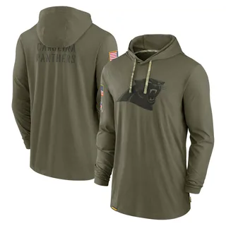 Men's Carolina Panthers Olive 2022 Salute to Service Tonal Pullover Hoodie