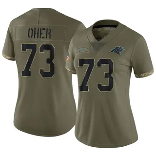 Michael Oher Carolina Panthers Women's Limited 2022 Salute To Service Nike Jersey - Olive