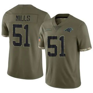 Sam Mills Carolina Panthers Men's Limited 2022 Salute To Service Nike Jersey - Olive