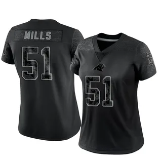 Sam Mills Carolina Panthers Women's Limited Reflective Nike Jersey - Black