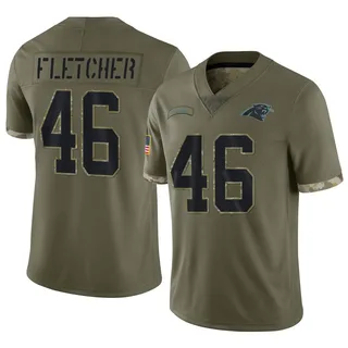 Thomas Fletcher Carolina Panthers Men's Limited 2022 Salute To Service Nike Jersey - Olive