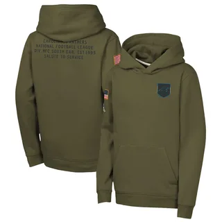 Youth Carolina Panthers Olive 2025 Salute to Service Club Fleece Hoodie